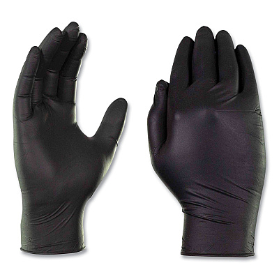 GloveWorks by AMMEX Industrial Nitrile Gloves, Powder-Free, 5 mil, Medium, Black, 100/Box, 10/Carton (AXCGPNB44100)