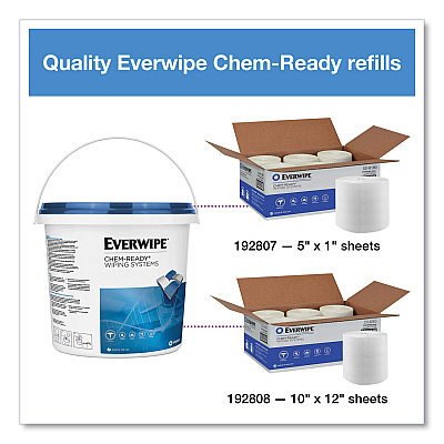 Everwipe Chem-Ready Wiping System Bucket, 7.13 x 7.13 x 7, White, 5/Carton (TRK192812)