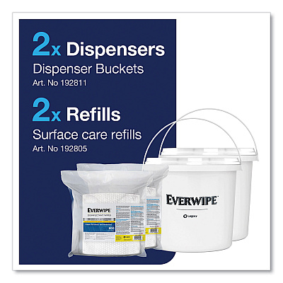 Everwipe Disinfectant Wipes, 1-Ply, 8 x 6, Lemon, White, 800/Dispenser Bucket, 2 Buckets/Carton (TRK192806)