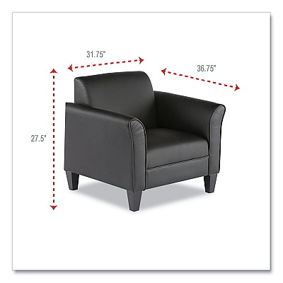 Alera Reception Lounge Sofa Series Club Chair, 35.43" x 30.7" x 32.28", Black Seat, Black Back, Black Base (ALERL23LS10B)