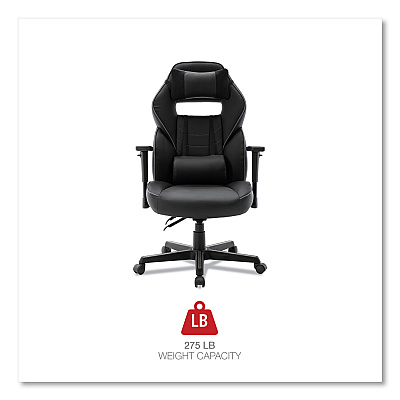 Alera Racing Style Ergonomic Gaming Chair, Supports 275 lb, 15.91" to 19.8" Seat Height, Black/Gray Trim Seat/Back, Black/Gray Base (ALEGM4146)