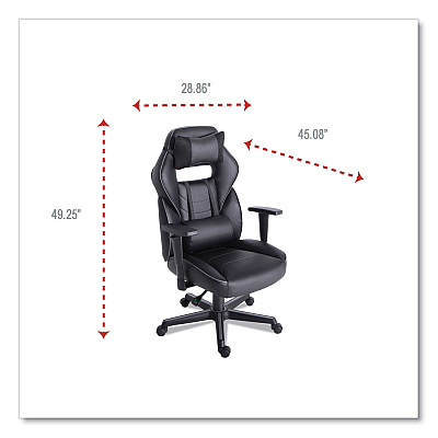 Alera Racing Style Ergonomic Gaming Chair, Supports 275 lb, 15.91" to 19.8" Seat Height, Black/Gray Trim Seat/Back, Black/Gray Base (ALEGM4146)