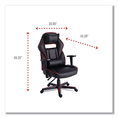 Alera Racing Style Ergonomic Gaming Chair, Supports 275 lb, 15.91" to 19.8" Seat Height, Black/Red Trim Seat/Back, Black/Red Base (ALEGM4136)
