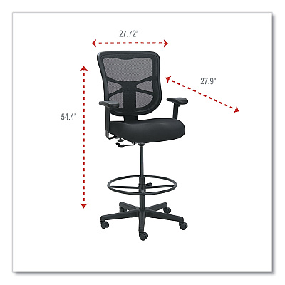 Alera Elusion Series Mesh Stool, Supports Up to 275 lb, 22.6" to 31.6" Seat Height, Black (ALEEL4614)