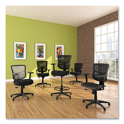 Alera Elusion Series Mesh Stool, Supports Up to 275 lb, 22.6" to 31.6" Seat Height, Black (ALEEL4614)