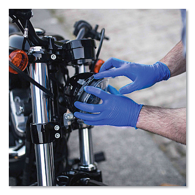 GloveWorks by AMMEX Heavy-Duty Industrial Nitrile Gloves, Powder-Free, X-Large, 6 mil Thick, 9.5" Long, Royal Blue, 100/Box, 10 Boxes/Carton (GWRBN48100)
