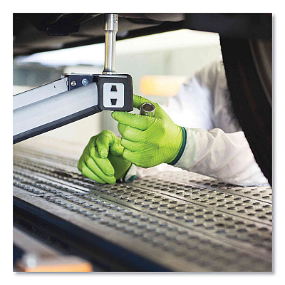 GloveWorks by AMMEX Heavy-Duty Industrial Nitrile Gloves, Powder-Free, 8 mil, Large, Green, 100 Gloves/Box, 10 Boxes/Carton (AXCGWGN46100)