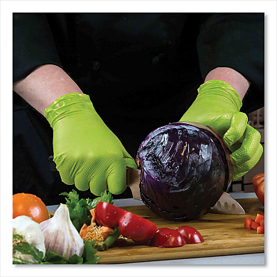 GloveWorks by AMMEX Heavy-Duty Industrial Nitrile Gloves, Powder-Free, 8 mil, Large, Green, 100 Gloves/Box, 10 Boxes/Carton (AXCGWGN46100)