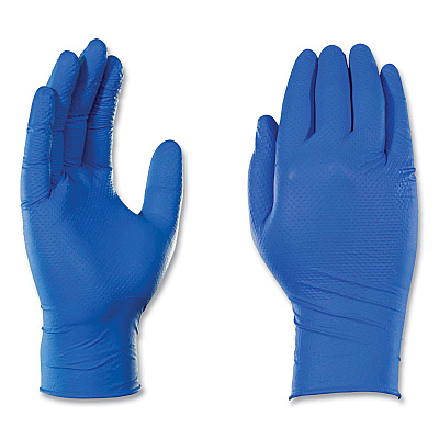 GloveWorks by AMMEX Heavy-Duty Industrial Nitrile Gloves, Powder-Free, Large, 6 mil Thick, 9.5" Long, Royal Blue, 100/Box, 10 Boxes/Carton (GWRBN46100)