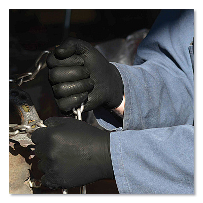 GloveWorks by AMMEX Heavy-Duty Industrial Nitrile Gloves, Powder-Free, 6 mil, XX-Large, Black, 100 Gloves/Box, 10 Boxes/Carton (AXCGWBN49100)
