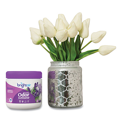 BRIGHT Air Super Odor Eliminator, Lavender and Fresh Linen, Purple, 14 oz Jar (901325)