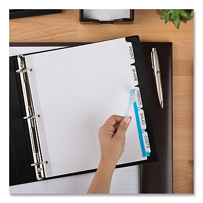 Avery Print and Apply Index Maker Clear Label Dividers, Extra Wide Tab, 5-Tab, White Tabs, 11.25 x 9.25, White, 1 Set (AVE11438)
