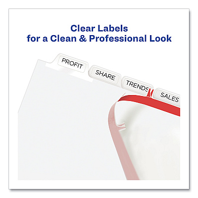 Avery Print and Apply Index Maker Clear Label Dividers, Extra Wide Tab, 8-Tab, 11.25 x 9.25, White, 1 Set (AVE11439)