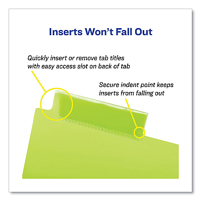 Avery Big Tab Insertable Two-Pocket Plastic Dividers, 8-Tab, 11.13 x 9.25, Assorted, 1 Set (AVE11983)
