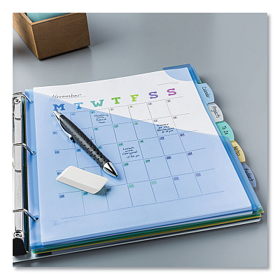 Avery Write and Erase Big Tab Durable Plastic Dividers, Expandable Pocket, 3-Hole Punched, 5-Tab, 11 x 8.5, Assorted, 1 Set (AVE16183)