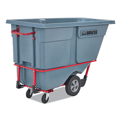 Rubbermaid Commercial BRUTE DURATILT Frame Tilt Truck, Standard Duty, 1 cu yd, 1,200 lb Capacity, Rotomolded Resin/Leakproof Polyethylene, Gray (RCP2192462)