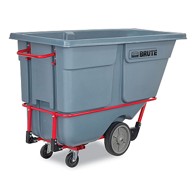 Rubbermaid Commercial BRUTE DURATILT Frame Tilt Truck, Heavy Duty, 1 cu yd, 2,100 lb Capacity, Rotomolded Resin/Leakproof Polyethylene, Gray (RCP2192467)