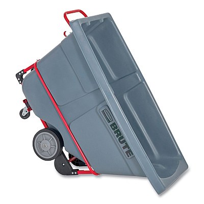 Rubbermaid Commercial BRUTE DURATILT Frame Tilt Truck, Heavy Duty, 0.5 cu yd, 1,400 lb Capacity, Rotomolded Resin/Leakproof Polyethylene, Gray (RCP2192465)