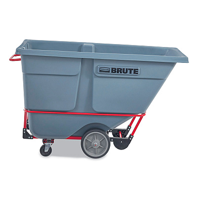 Rubbermaid Commercial BRUTE DURATILT Frame Tilt Truck, Heavy Duty, 1 cu yd, 2,100 lb Capacity, Rotomolded Resin/Leakproof Polyethylene, Gray (RCP2192467)