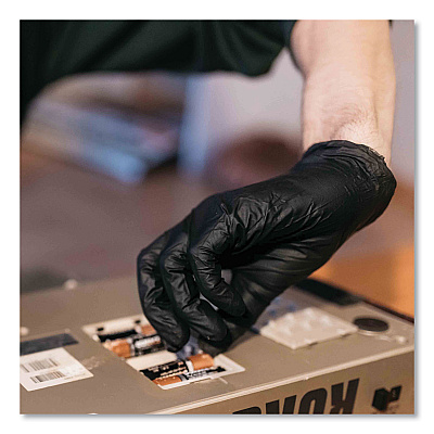 GloveWorks by AMMEX Industrial Nitrile Gloves, Powder-Free, 5 mil, Small, Black 100 Gloves/Box, 10 Boxes/Carton (AXCGPNB42100CT)