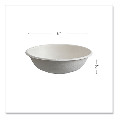 Eco-Products Vanguard Renewable and Compostable Sugarcane Bowls, 16 oz, White, 800/Carton (ECOEPBL16CNFA)