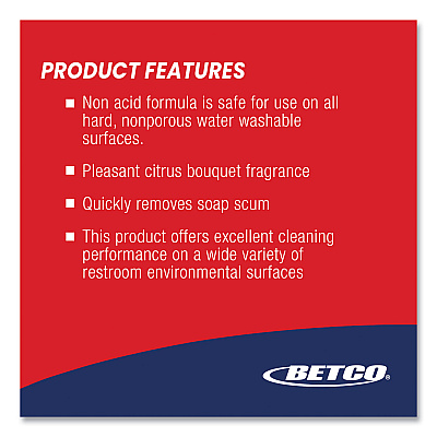 Betco AF79 Disinfectant Cleaner, Citrus Scent, 1 gal Bottle, 4/Carton (BET790400)
