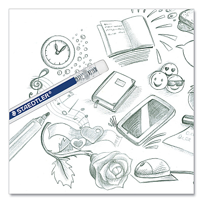 Staedtler Woodcase Pencil, HB #2, Black Lead, Blue/White Barrel, 12/Pack (STD13218HBC12)