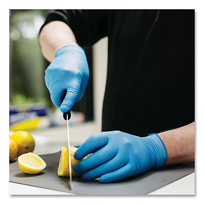 X3 by AMMEX Industrial Nitrile Gloves, Powder-Free, 3 mil, Small, Blue, 100/Box, 10 Boxes/Carton (AXCX342100)