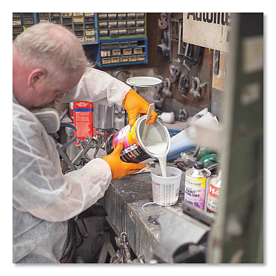 GloveWorks by AMMEX Heavy-Duty Industrial Nitrile Gloves, Powder-Free, 8 mil, Small, Orange, 100 Gloves/Box, 10 Boxes/Carton (AXCGWON42100CT)