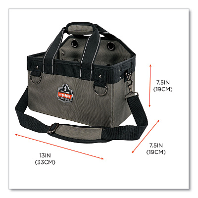 ergodyne Arsenal 5844 Bucket Truck Tool Bag with Tethering Attachment Points, 8 Compartments, 13 x 7.5 x 7.5, Gray (EGO13742)