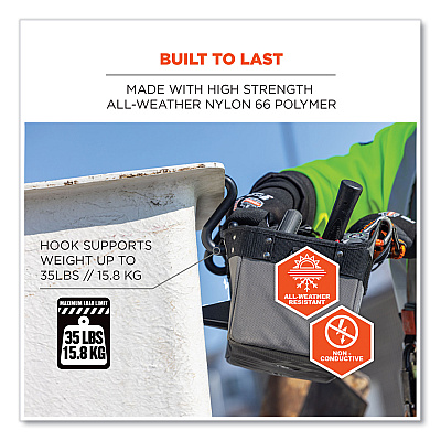 ergodyne Squids 3179 Aerial Bucket Hook, Nylon, Black, 35 lb Capacity (EGO19193)