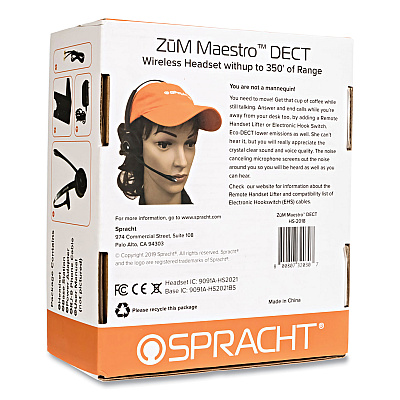 Spracht ZuM Maestro DECT Monaural Over The Head Headset, Black (HS2018)
