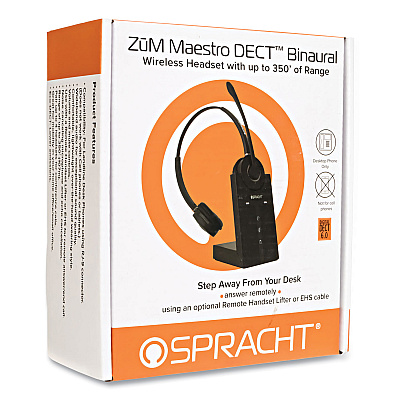 Spracht ZuM Maestro DECT Binaural Over The Head Headset, Black (HS2019)