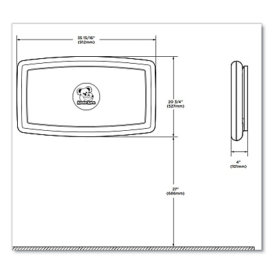 Koala Kare Baby Changing Station, Wall Horizontal Mount, 36.5 x 21.25, Gray (KKPKB30001)