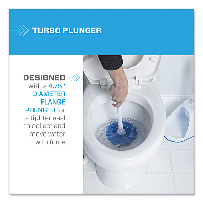 Mr. Clean Turbo Plunger and Bowl Brush Set, 12.5" Plastic Handle, 6" dia, White (BUT440436)