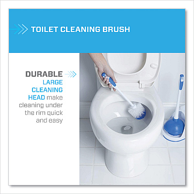 Mr. Clean Turbo Plunger and Bowl Brush Set, 12.5" Plastic Handle, 6" dia, White (BUT440436)