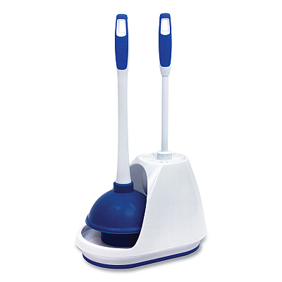 Mr. Clean Turbo Plunger and Bowl Brush Set, 12.5" Plastic Handle, 6" dia, White (BUT440436)