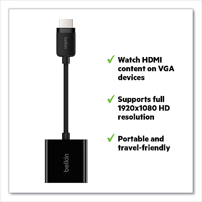 Belkin HDMI to VGA Adapter with Micro-USB Power, 9.8", Black (AV10170BT)