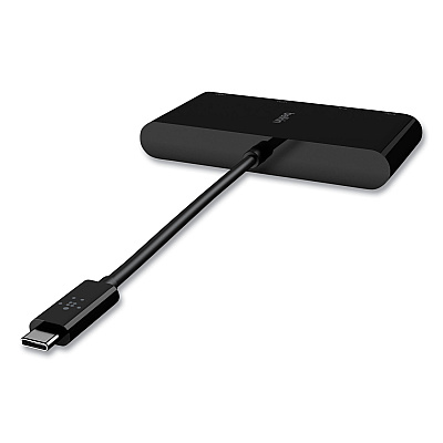 Belkin USB-C Multimedia Adapter, HDMI/Ethernet/USB-A/USB-C/VGA, 4.33", Black (BLKAVC005BKBL)