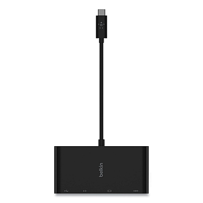 Belkin USB-C Multimedia Adapter, HDMI/Ethernet/USB-A/USB-C/VGA, 4.33", Black (BLKAVC005BKBL)