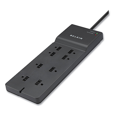 Belkin Home/Office Surge Protector, 8 AC Outlets, 8 ft Cord, 2,500 J, Black (BLKBE10800008CM)