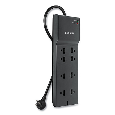 Belkin Home/Office Surge Protector, 8 AC Outlets, 8 ft Cord, 2,500 J, Black (BLKBE10800008CM)