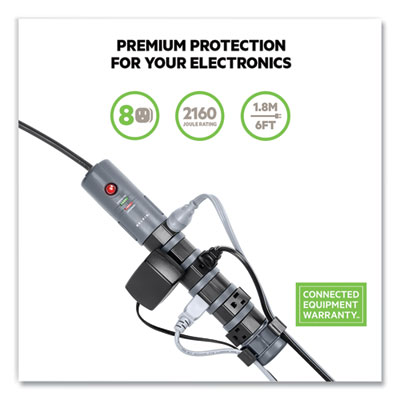 Belkin Pivot Plug Surge Protector, 8 AC Outlets, 6 ft Cord, 1,800 J, Gray (BP10820006)