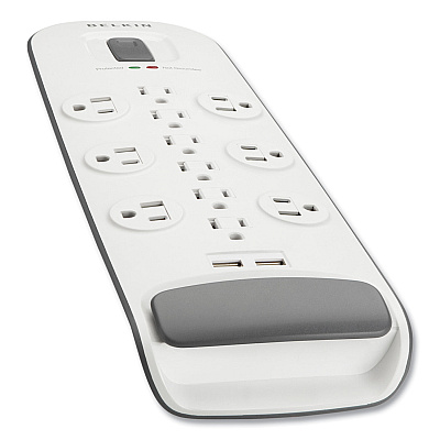 Belkin Home/Office Surge Protector, 12 AC Outlets, 6 ft Cord, 3,996 J, White/Black (BLKBV11205006)