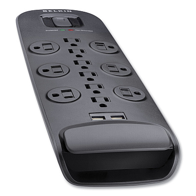 Belkin Home/Office Surge Protector, 12 AC Outlets, 6 ft Cord, 3,996 J, White/Black (BLKBV11205006)