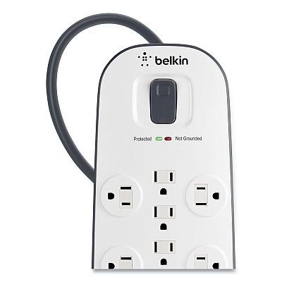 Belkin Home/Office Surge Protector, 12 AC Outlets, 6 ft Cord, 3,996 J, White/Black (BLKBV11205006)