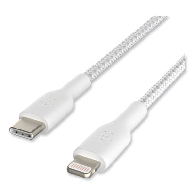 Belkin BOOST CHARGE Braided Apple Lightning to USB-C ChargeSync Cable, 3.3 ft, White (CAA004BT1MWH)