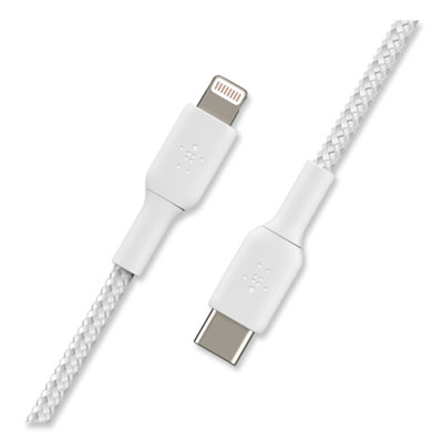 Belkin BOOST CHARGE Braided Apple Lightning to USB-C ChargeSync Cable, 3.3 ft, White (CAA004BT1MWH)
