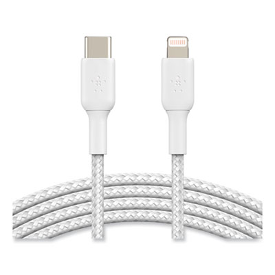 Belkin BOOST CHARGE Braided Apple Lightning to USB-C ChargeSync Cable, 3.3 ft, White (CAA004BT1MWH)