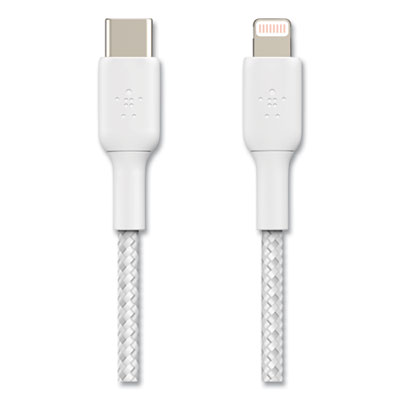Belkin BOOST CHARGE Braided Apple Lightning to USB-C ChargeSync Cable, 3.3 ft, White (CAA004BT1MWH)